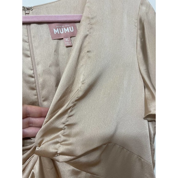 Show Me Your Mumu Rome Twist Gown in Champagne Luxe Satin Size XL NP - Picture 4 of 7